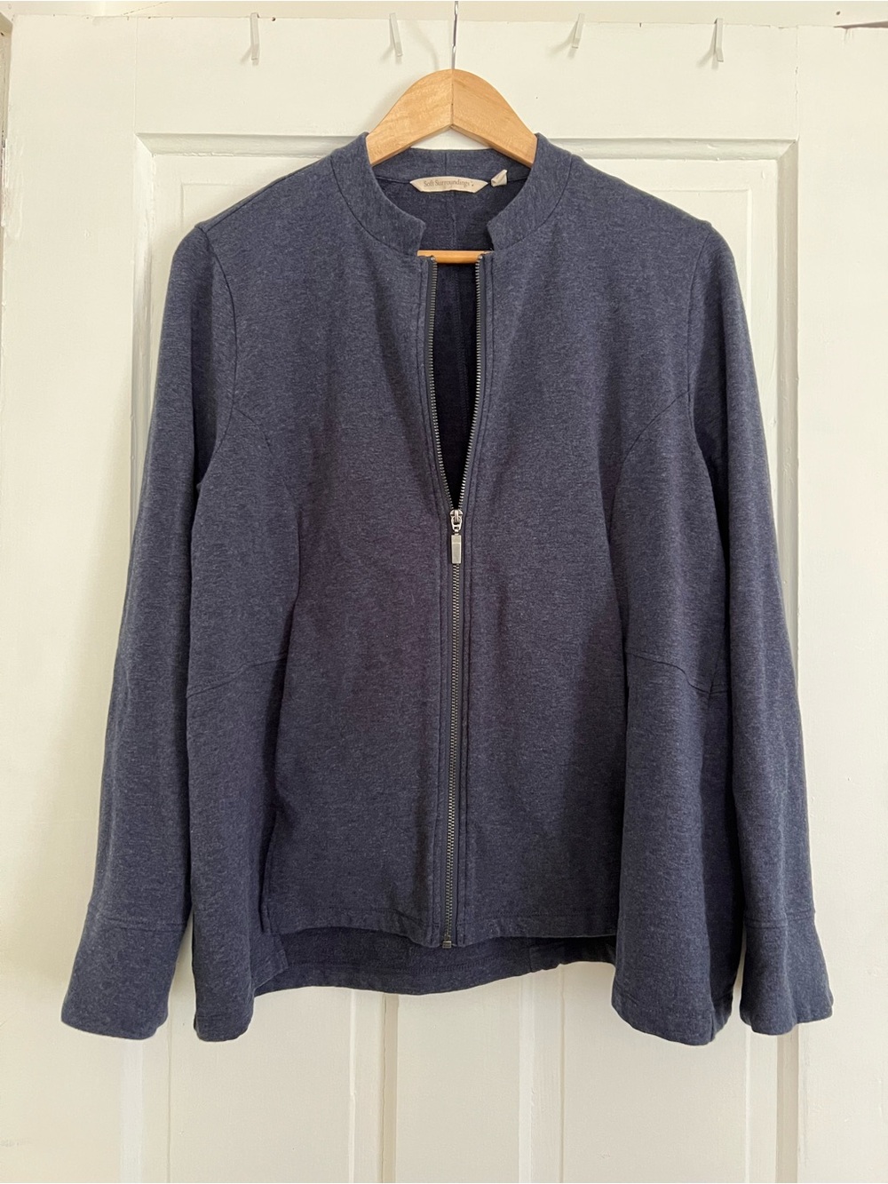 Soft Surroundings Blue Zip Up Jacket Medium Minimalist Cozy Chic